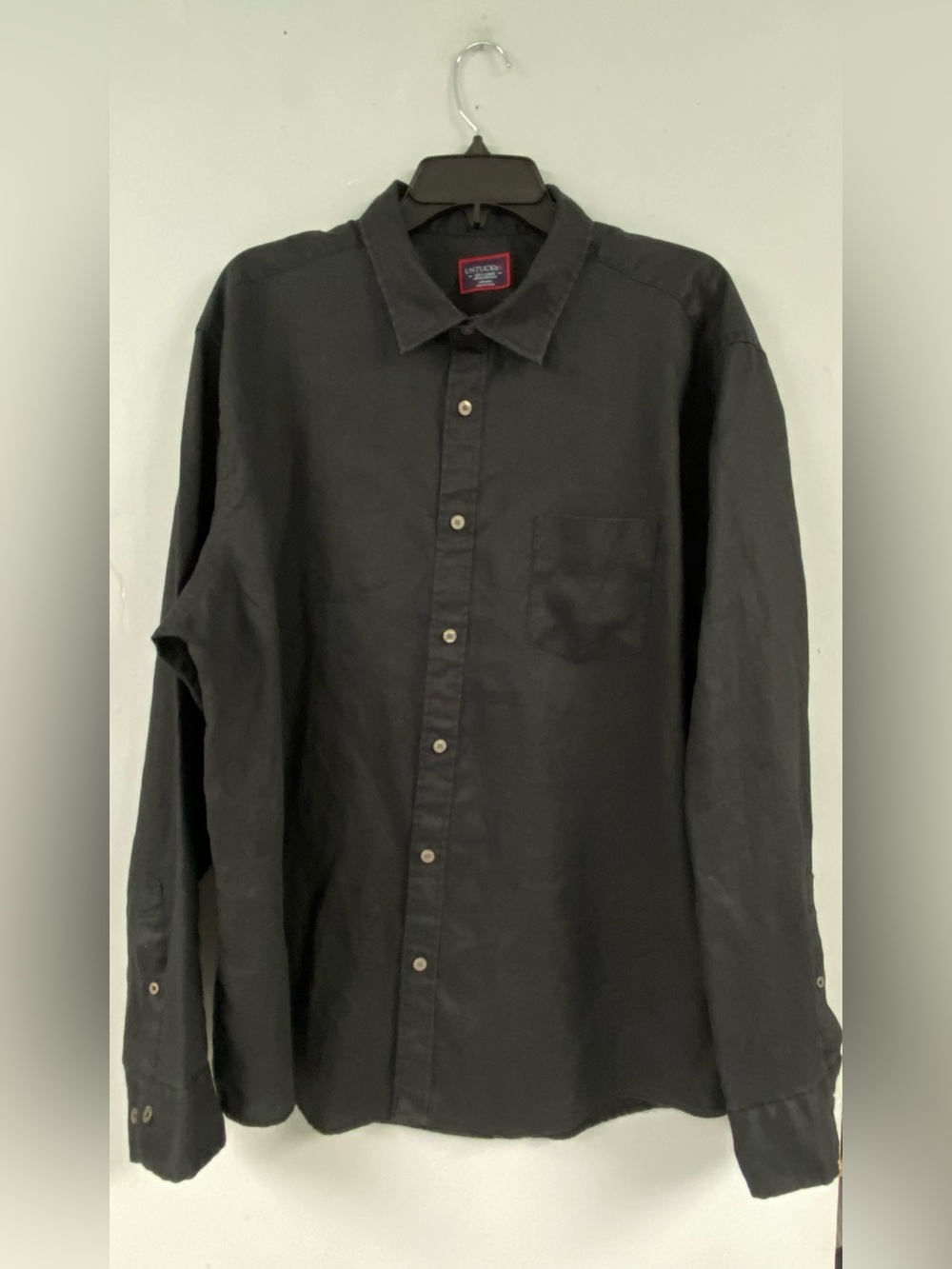 Untuckit Wrinkle-Resistant 100 % Linen Vin Santo Shirt Men’s Size XXL Black